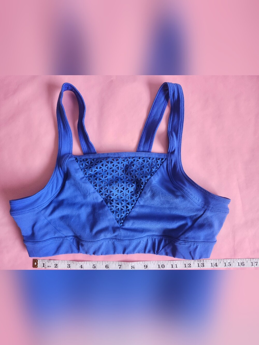 Blue Women's Seamless Mesh Geometric Laser-Cut Sports Bra Unbranded Size S